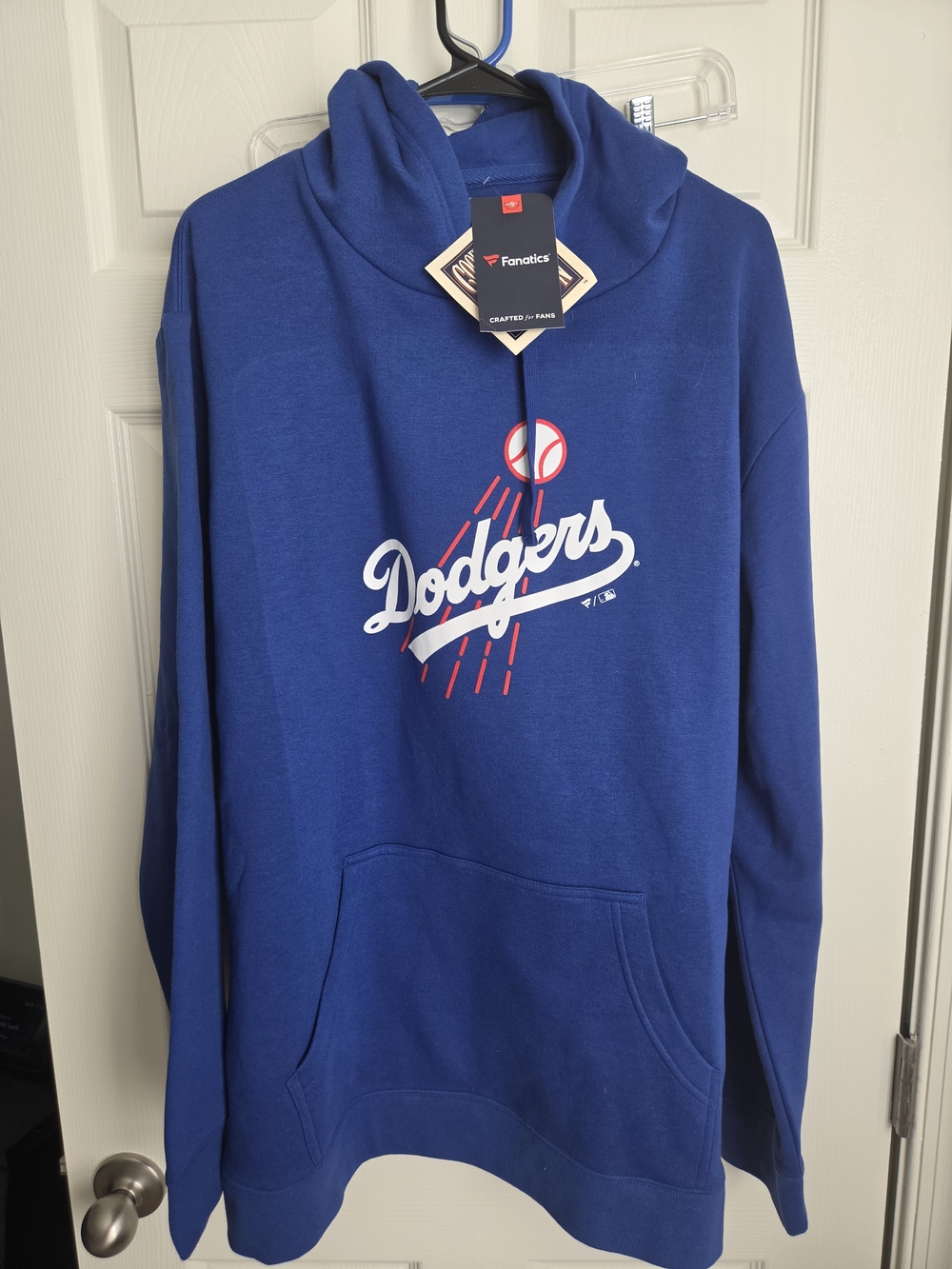 Fanatics Dodgers Royal Blue Pullover Hoodie with White and Red Logo